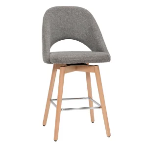 Tabourets De Bar Scandinaves Tissu Effet Velours Texturé Gris Et Hévéa Massif 65 Cm (lot De 2) COSETTE 13