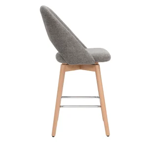 Tabourets De Bar Scandinaves Tissu Effet Velours Texturé Gris Et Hévéa Massif 65 Cm (lot De 2) COSETTE magasin 15