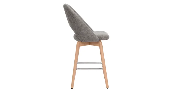 Tabourets De Bar Scandinaves Tissu Effet Velours Texturé Gris Et Hévéa Massif 65 Cm (lot De 2) COSETTE magasin 5