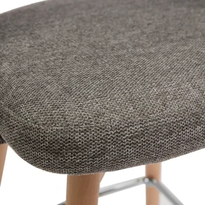 Tabourets De Bar Scandinaves Tissu Effet Velours Texturé Gris Et Hévéa Massif 65 Cm (lot De 2) COSETTE magasin 17