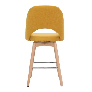 Tabourets De Bar Scandinaves Tissu Effet Velours Texturé Jaune Et Hévéa Massif 65 Cm (lot De 2) COSETTE 18