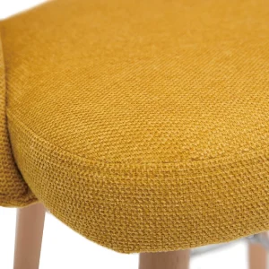 Tabourets De Bar Scandinaves Tissu Effet Velours Texturé Jaune Et Hévéa Massif 65 Cm (lot De 2) COSETTE 20