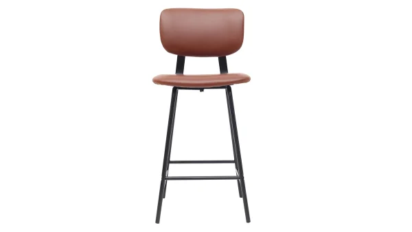 Tabourets De Bar Vintage Marron Clair Avec Pieds Métal 65 Cm (lot De 2) LAB Retour Gratuit 3