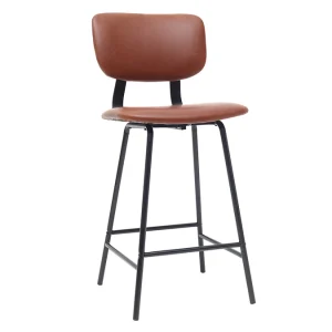 Tabourets De Bar Vintage Marron Clair Avec Pieds Métal 65 Cm (lot De 2) LAB Retour Gratuit 16