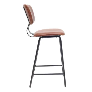 Tabourets De Bar Vintage Marron Clair Avec Pieds Métal 65 Cm (lot De 2) LAB Retour Gratuit 18