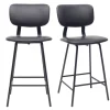 Tabourets De Bar Vintage Noir Avec Pieds Métal 65cm (lot De 2) LAB 22