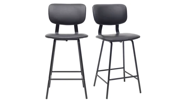 Tabourets De Bar Vintage Noir Avec Pieds Métal 65cm (lot De 2) LAB 1