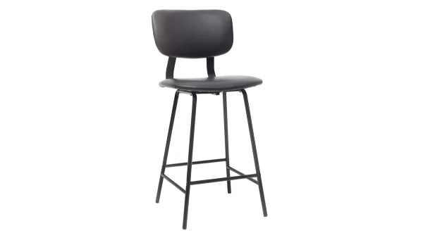 Tabourets De Bar Vintage Noir Avec Pieds Métal 65cm (lot De 2) LAB 4