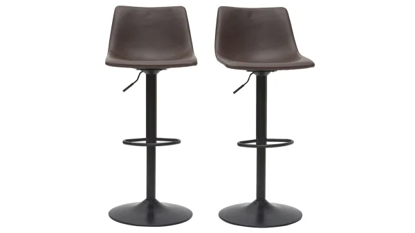 Tabourets De Bar Vintage Réglables Pivotants Marron (lot De 2) NEW ROCK 1