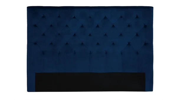 Tête De Lit Capitonnée En Tissu Velours Bleu Nuit L160 Cm ENGUERRAND 1