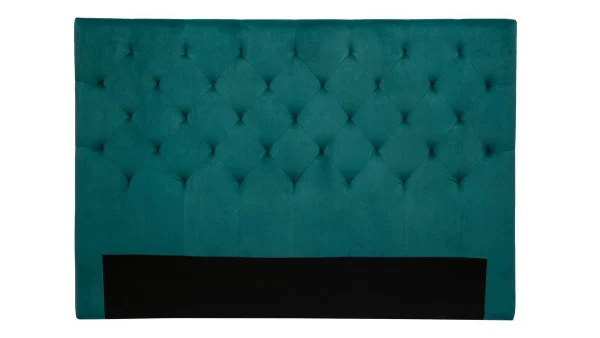 Tête De Lit Capitonnée En Tissu Velours Bleu Pétrole L160 Cm ENGUERRAND 1