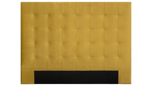 vente pas cher Tête De Lit Capitonnée En Tissu Velours Jaune Moutarde L160 Cm HALCIONA 1