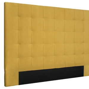 vente pas cher Tête De Lit Capitonnée En Tissu Velours Jaune Moutarde L160 Cm HALCIONA 9