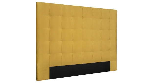 Tête De Lit Capitonnée En Tissu Velours Jaune Moutarde L160 Cm HALCIONA 3