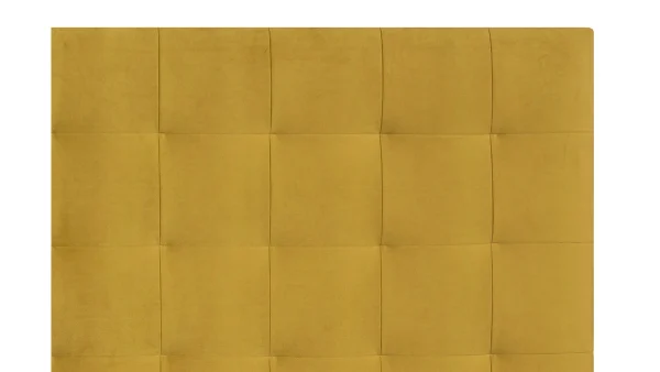 vente pas cher Tête De Lit Capitonnée En Tissu Velours Jaune Moutarde L160 Cm HALCIONA 4