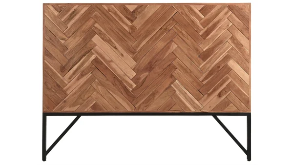 Tête De Lit Chevrons En Bois Massif Et Métal Noir L165 Cm STICK 1