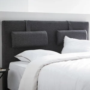 Tête De Lit En Tissu Gris Foncé Avec Repose Tête Amovibles L170 Cm LORRY 14