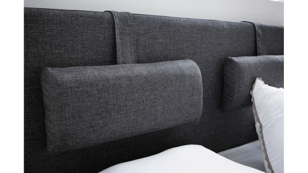 Tête De Lit En Tissu Gris Foncé Avec Repose Tête Amovibles L170 Cm LORRY 6