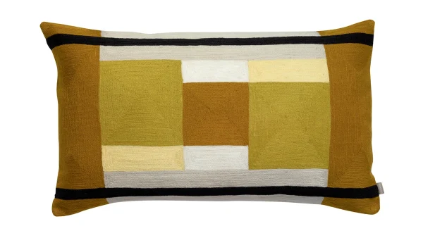 Coussin à Motifs Brodé Jaune 40 X 65 Cm KUBY magasin france 1