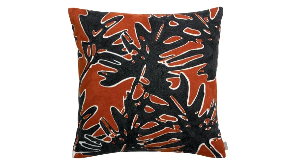 a Prix Discount Coussin Brodé Rouge En Coton Motif Végétal (45 X 45 Cm) NATURA 1