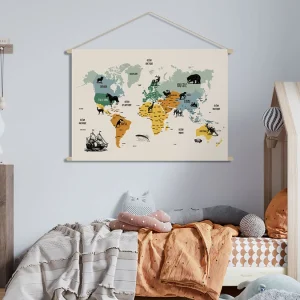 Kakemono Enfant Carte Du Monde L90 X L60 Cm MAPY grande marque pas cher 9