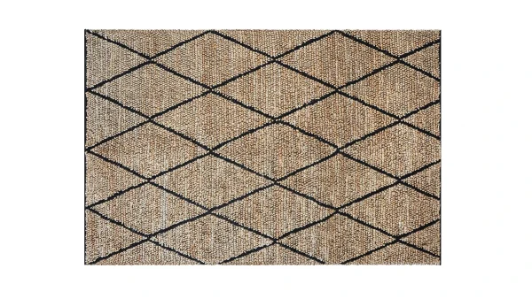 outlet Tapis Naturel Motif Losange Noir 160 X 230 Cm DOURA 1