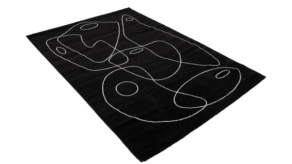 Tapis Noir Motif Line Art 160×230 Cm ARTISTE en ligne vente 3