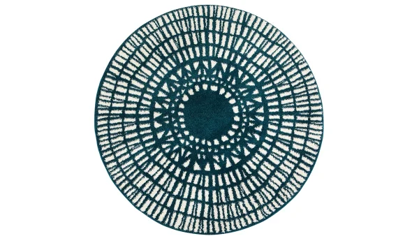 dernière tendance Tapis Rond Graphique Bleu D160 Cm OLAPA 1