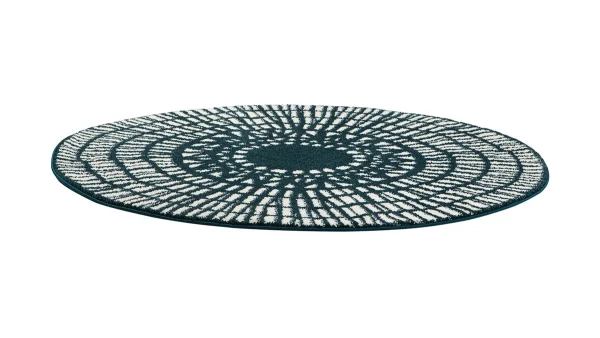 dernière tendance Tapis Rond Graphique Bleu D160 Cm OLAPA 3