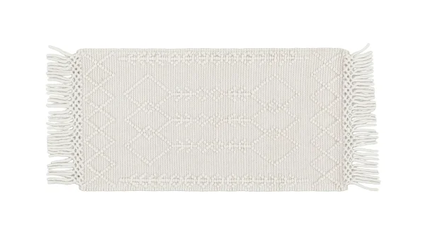 vente chaude Tapis Tissé à La Main écru Avec Motifs En Relief Et Franges 60 X 120 Cm DENALI 1